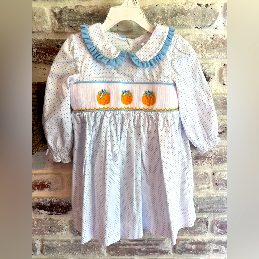 Stitchyfish Boutique 3T Fall Pumpkin Dress
